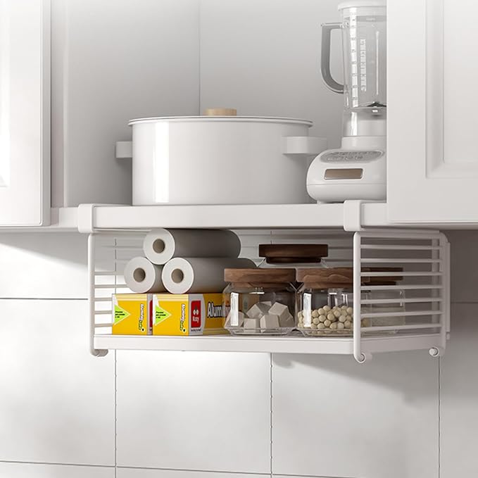 Under Shelf Storage Basket, Metal Wire Slide -in Under Cabinet Organizer