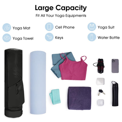 sportsnew Yoga Mat Bag, Full Zip Cargo Yoga Mat Carrier Bag with Drawstring Water Bottle Pocket and Bottom Wet Pocket, Exercise Yoga Mat Carrier Holder Multi-Functional Storage Bag patent pending