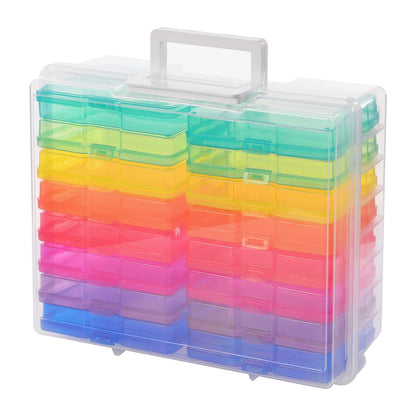 Zuvo - Photo Storage Box With 16 Coloured Cases And Removable Dividers For Multipurpose Organizing Photographs, Stamps, Stationery, Jewellery, Seed, Toys, Arts And Craft