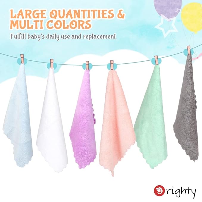 Orighty Baby Washcloths 12 Pack, Microfiber Coral Fleece Baby Face Towels