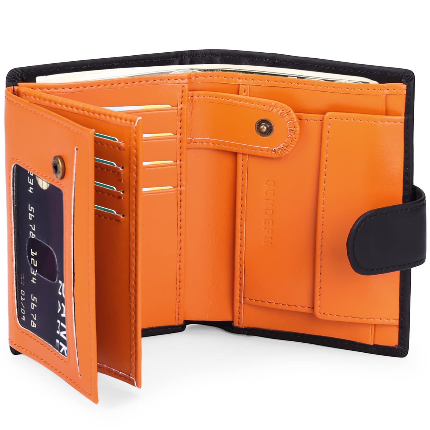 SENDEFN Men's Wallets Multifunctional RFID Blocking Leather Wallet Credit Card Trifold Compact Wallets for Men with ID Window & Coin Pocket