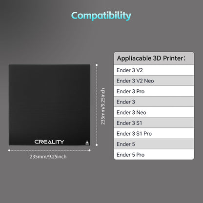 Creality Ender 3 V2 Glass Bed 3D Printer Platforms 235x235mm Upgraded Tempered Build Plate for Ender 3 V2/Neo,Ender 3 Pro,Ender 3/Neo,Ender 3 S1,Ender 3 S1 Pro,Ender 5&Pro,CR-20 Pro,CP-01