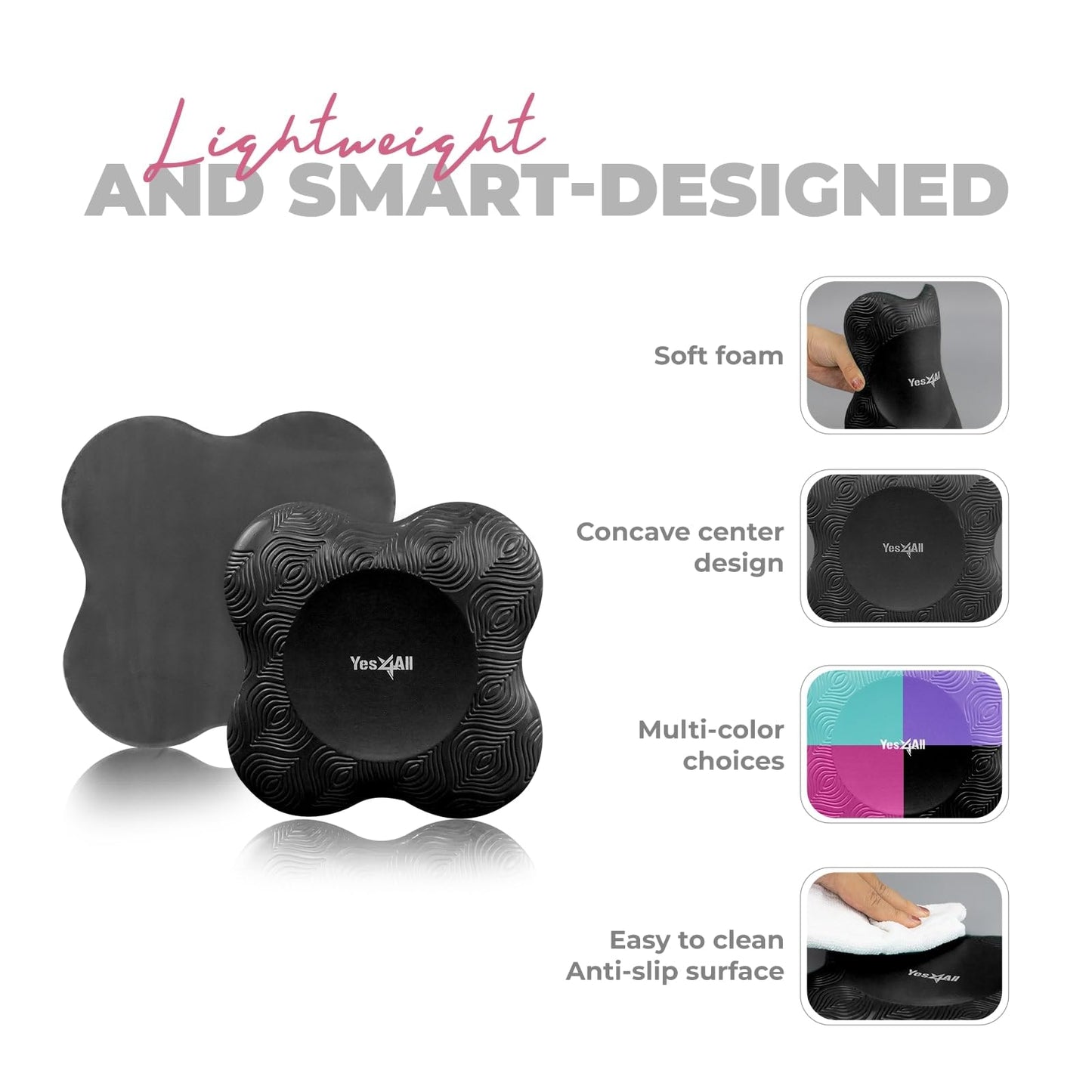 Yes4All Extra-Thick Yoga Knee Pads 2-Pack – 13/16-Inch Cushioned Support for Knees & Elbows – Non-Slip Foam Pads for Yoga, Pilates, Floor Workouts, Stretching, Joint Comfort, Portable Waterproof Design
