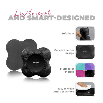 Yes4All Extra-Thick Yoga Knee Pads 2-Pack – 13/16-Inch Cushioned Support for Knees & Elbows – Non-Slip Foam Pads for Yoga, Pilates, Floor Workouts, Stretching, Joint Comfort, Portable Waterproof Design
