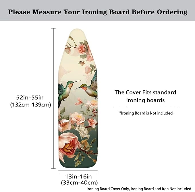Ironing Board Cover with Elastic Edge, Portable Hummingbird Iron Pad Covers