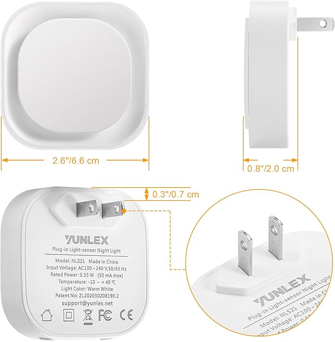 YUNLEX 2 Pack Plug in Dimmable Night Light, Blue Nightlight, Auto Dusk to Dawn Sensor, LED Night Light, Soft Glow, Diffused Light for Bathroom, Hallway, Stairs, Kitchen, Bedroom