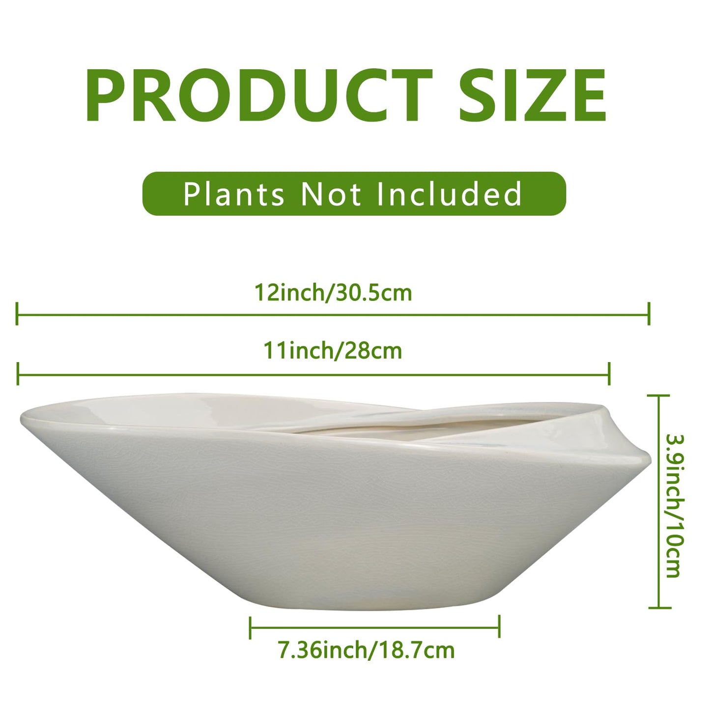 EPFamily Bonsai Planter Pot - 12 Inch Ceramic Plant Pot for Indoor Plants Outdoor Decorative Flower Pot Succulent Planter with Drainage Hole Gray