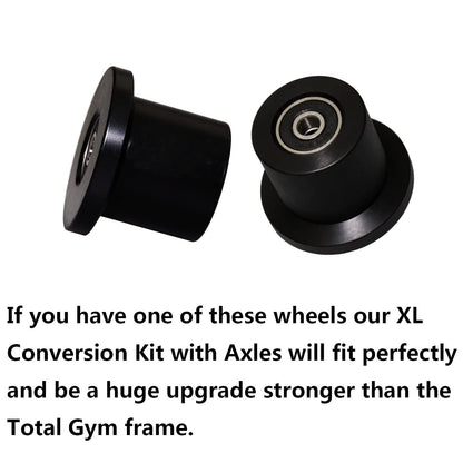 Total Gym Replacement Set Wheels/Rollers for Models XL, XLS and Some 3000 XL, All FIT, and Fit with Bearings Thru Hole of 1/4" in Diameter - 4 Pack (Black)