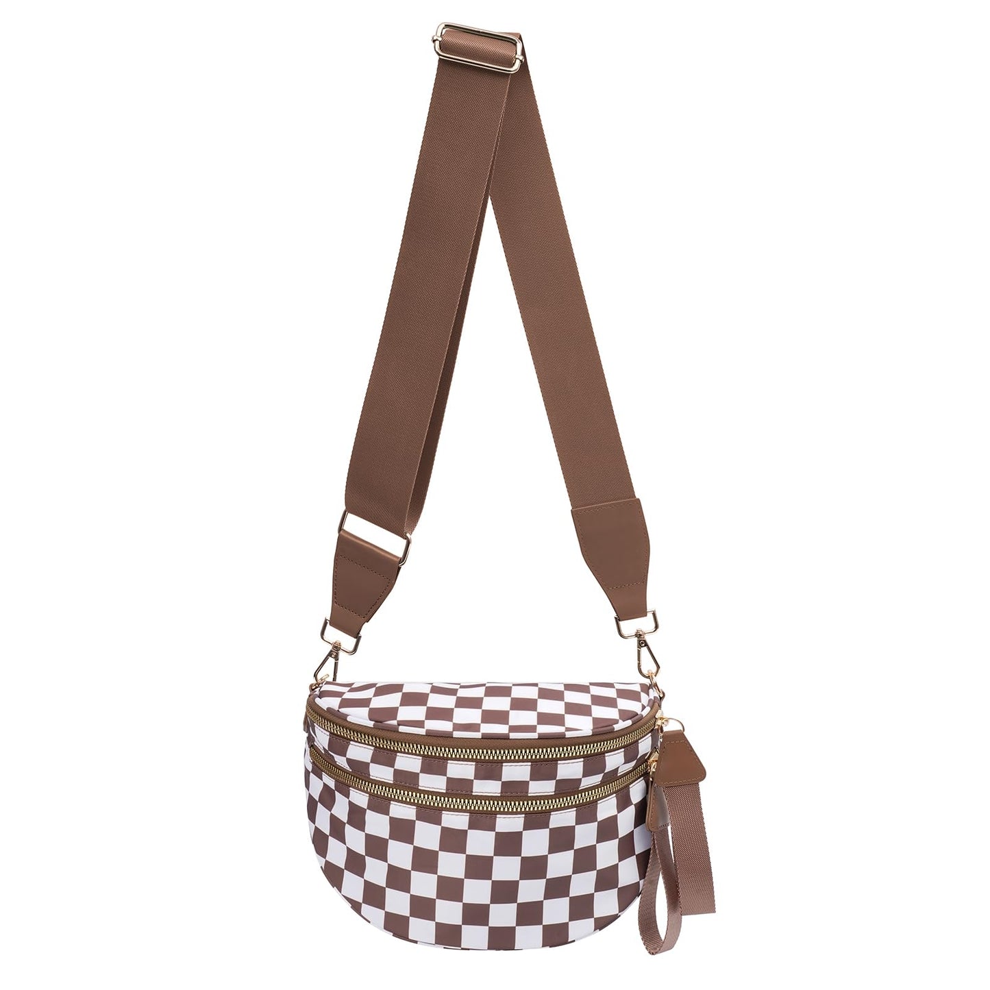 Nylon Crossbody Bags Bum Bag for Women Large Sling Bag Purse with Adjustable Strap（Black）