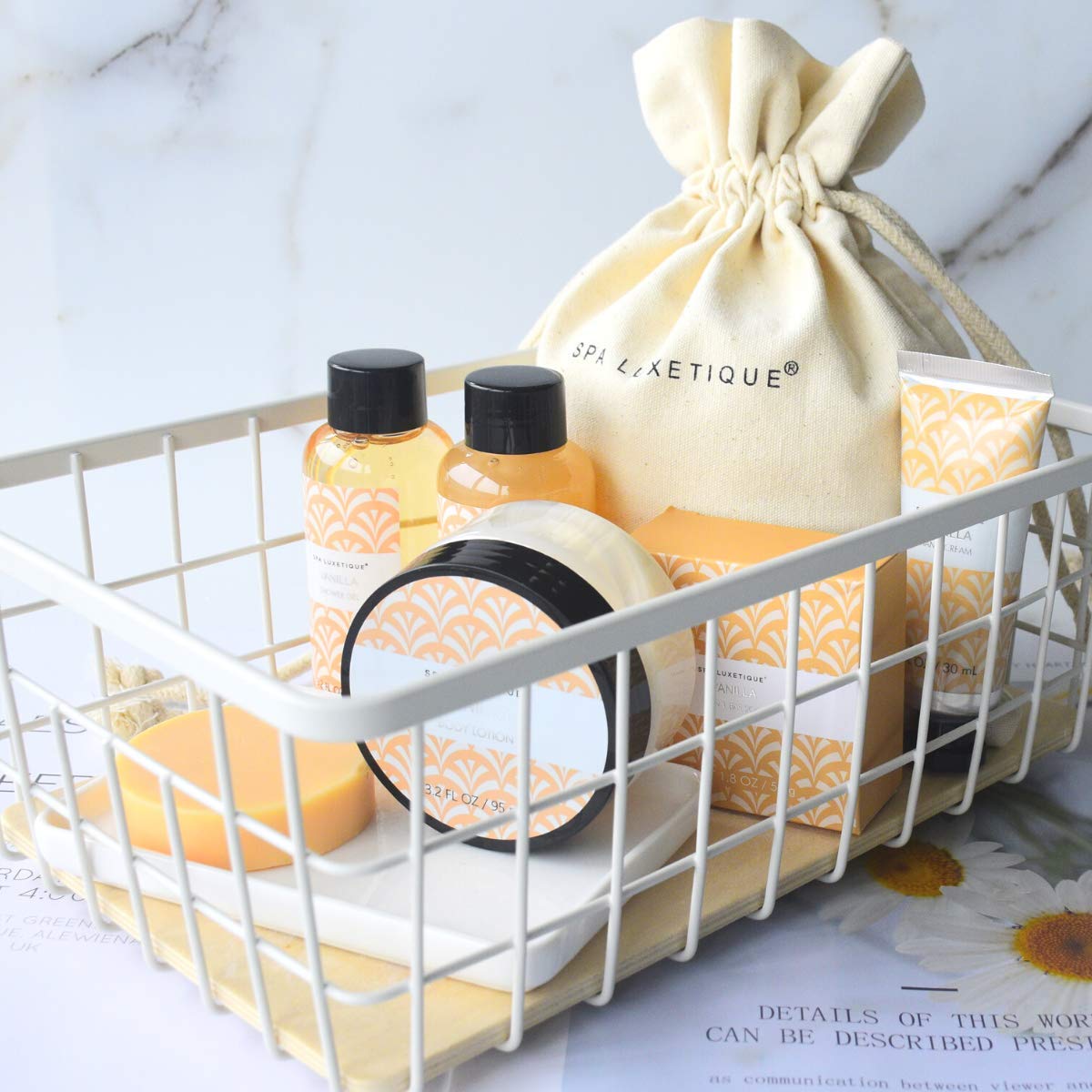 Spa Luxetique Spa Gifts for Women 6pc Vanilla Bath Sets Women Gift With Body Lotion, Shower Gel, Bubble Bath, Hand Cream, Bath and Body Gifts Set, Christmas Gifts