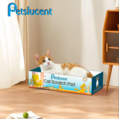 Petslucent Cat Scratching Board - 4PCS Cat Scratcher with Box, Large Size Cats Scratching Pad Easy for Cats to Scratch, Corrugated Cardboard kitten Scratchers Lounge for Indoor Kitty to Rest and Play