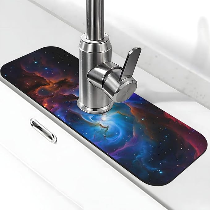 Island Time Tropical Leaves Floral Kitchen sink faucet pad, strong water