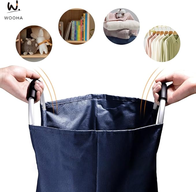 WOOHA 125L Large laundry basket, Collapsible laundry hamper, Tall Clothes