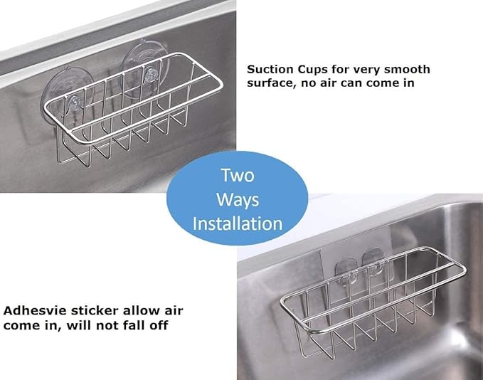 Sink Caddy Sponge Holder for Kitchen Sink Dish Cloth Hanger 2 Suspension Options