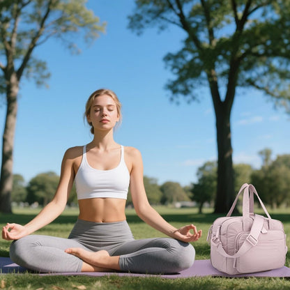Geelraqaly mini gym bag for women, travel duffel bag with wet pockets and Shoe Compartment,Lightweight carry on weekender duffel, water resistant,for sports,yoga,dance,pink