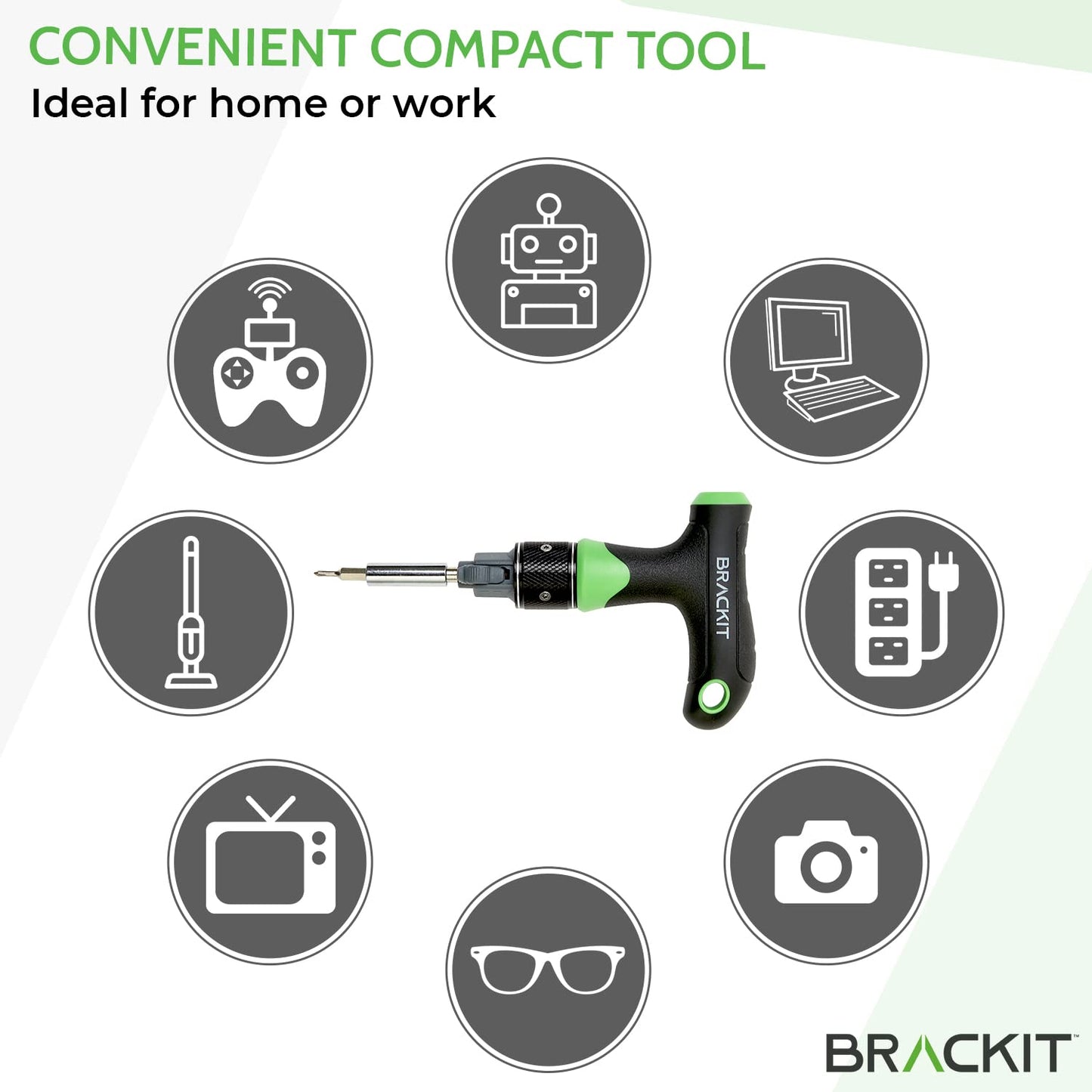 Brackit Dual Drive Ratchet T Handle Screwdriver and Bit Set – 22 Piece Precision Kit – 2 x Faster Than Regular Ones – Perfect Tool for Intricate Jobs