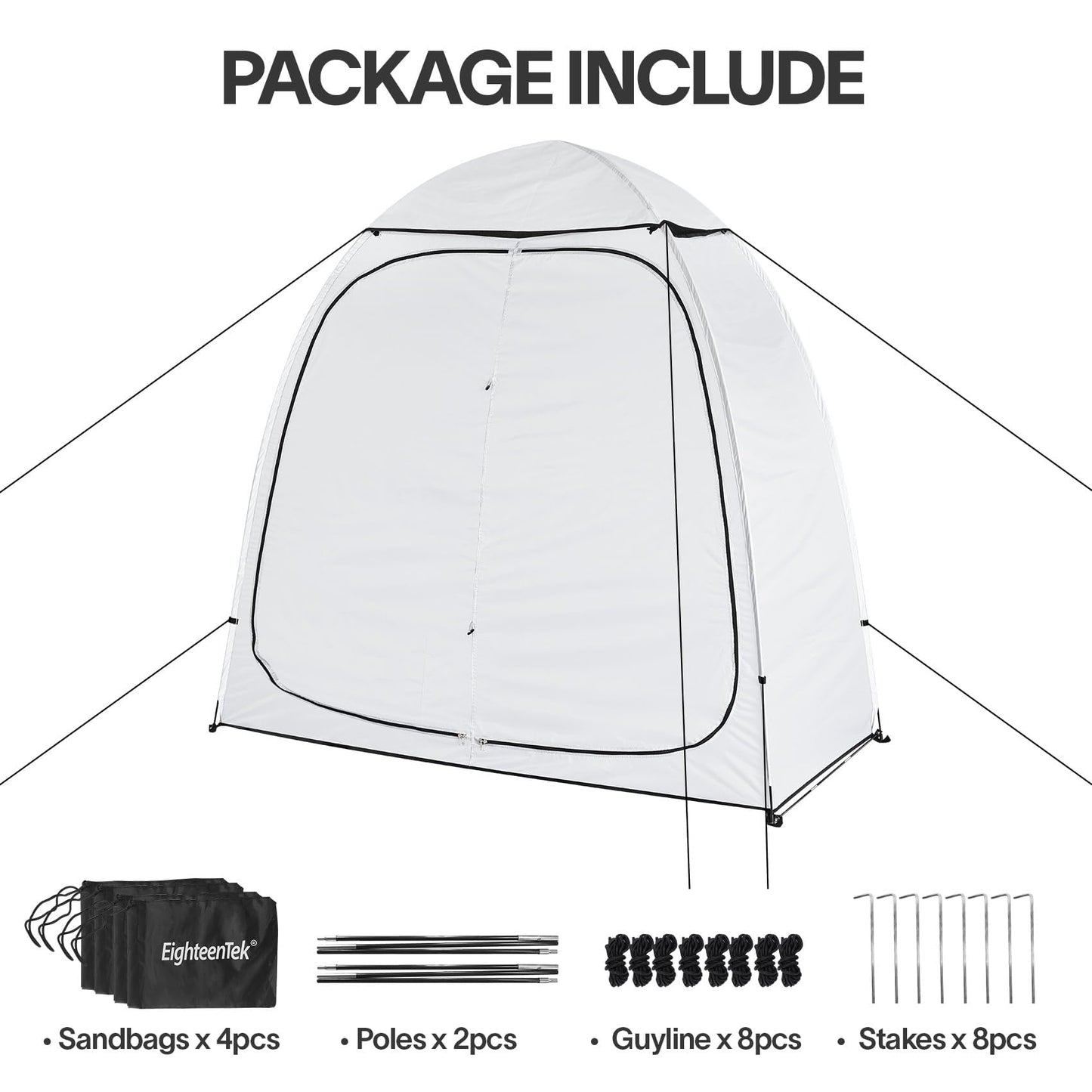 EighteenTek® Shower Tent Changing Room 2 Rooms Outdoor Pop Up Camping Portable Privacy Dressing Shelter 83"x43"x80"H