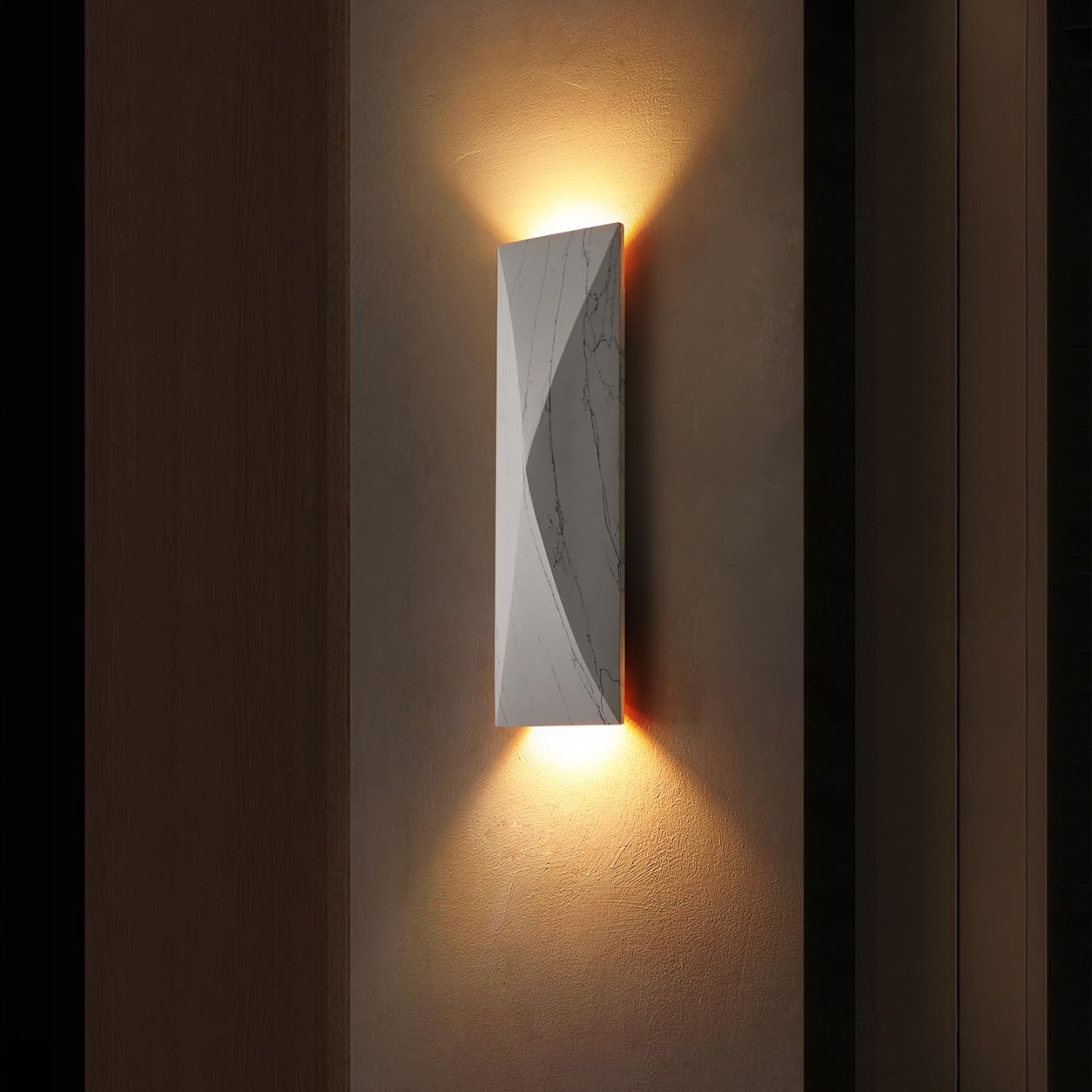LVLVlech 15.75 Inch Nordic Natural Marble Wall Sconce, Up and Down Lighting, Ideal for Living Room, Bedroom, Staircase and Entryway