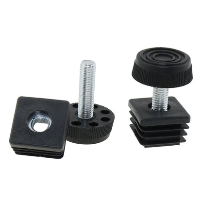 DGZZI 4PCS Plastic Metal Square Tube Insert Kit Adjustable Levelling Feet Black Furniture Adjustable Feet Nut Pipe Plug Supporting Feet for Mechanical Equipment and Fitness Equipment and Rack