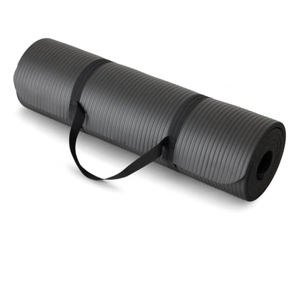 Amazon Basics 1/2 Inch Extra Thick Exercise Yoga Mat with Carrying Strap, Cushioned Support, for Fitness and Gym Workouts