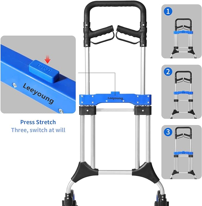 Folding Hand Trucks Heavy Duty by Leeyoung, 500 lb Aluminium Folding Hand Cart