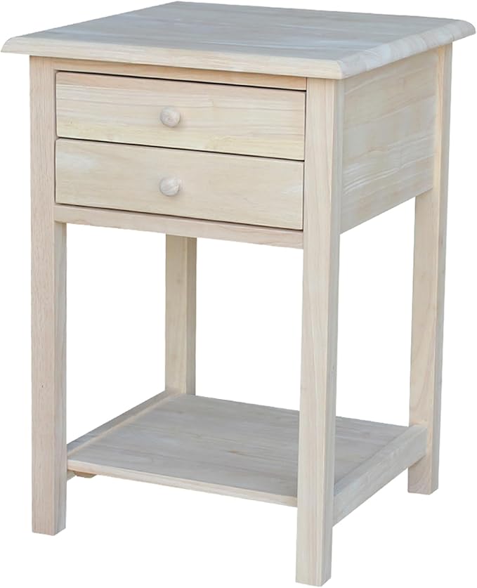 International Concepts, 25.6"H Rectangular Lamp/ End/ Side Table, 2 Drawers