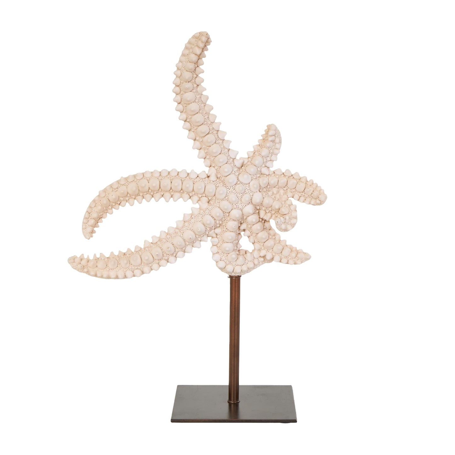 Deco 79 Polystone Starfish Decorative Sculpture Textured Home Decor Statue with Copper Stand, Accent Figurine 8" x 4" x 12", Pink