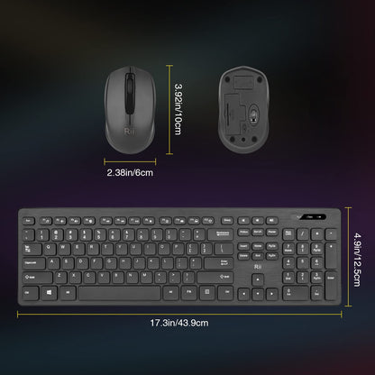 Wireless Keyboard and Mouse Combo - Rii Standard Office PC Keyboard and Optical Wireless Mice (Black)