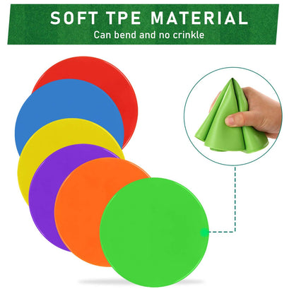 ZIECE 60 Pcs Poly Spot Markers Non-Slip Rubber Floor Dots for Gym, Flat Cones Agility Markers Poly Dots for Gym Floor Spot Markers for Sports Soccer Basketball Speed Agility Training Dance Classroom