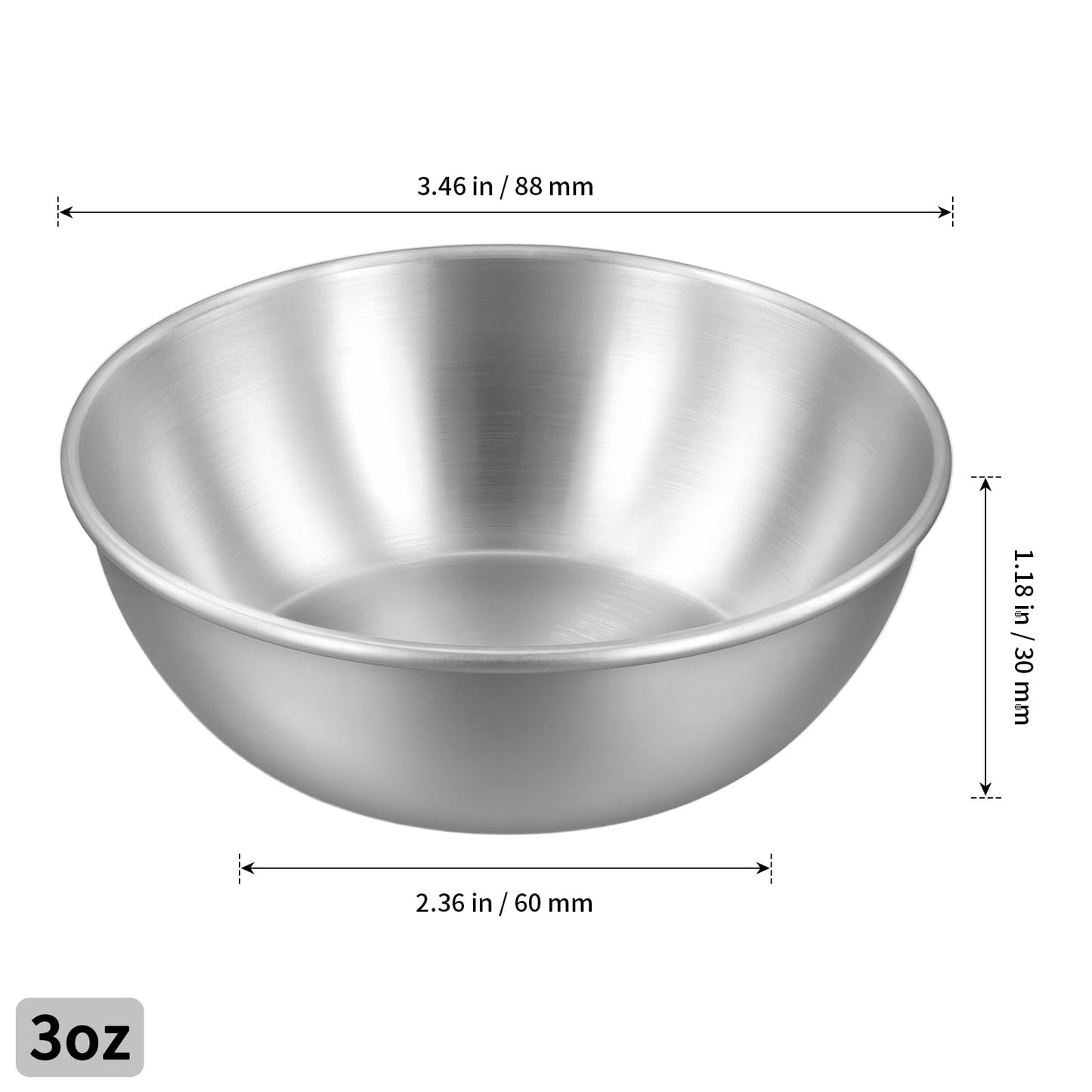 SHEUTSAN 20 Pack 3oz Stainless Steel Sauce Dishes, 3.5 Inch Mini Metal Dipping Bowls, Small Appetizer Plates for Seasoning Dishes Sushi Dipping Bowl,Silver