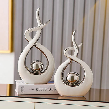 CESTATIVO Home Decor Modern Abstract Art Ceramic Statue, Room Decor, Table Decorations for Living Room Dining Room Office Centerpiece, 27 cm High