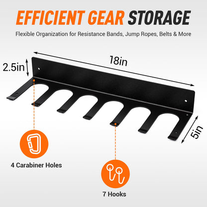 Chumia Gym Rack Organizer Wall Mounted Heavy Duty Fitness Equipment Storage Rack for Resistance Bands, Jump Ropes, Lifting Belts, Barbell, Space Saving Garage Home Gym Exercise Accessories Hanger