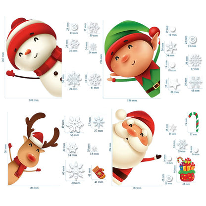 XIMISHOP 82PCS Christmas Snowflake Window Clings Stickers for Glass, Xmas Decals Christmas Decorations Indoor Holiday Snowflake Santa Claus Reindeer Decals for Party