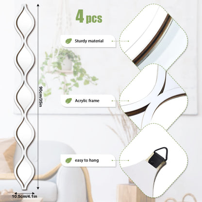 Qunclay Teardrop Mirror Wall Art Decorative Mirror Wall Decor Long Narrow Art for Apartment Living Room Bathroom Bedroom Entryway