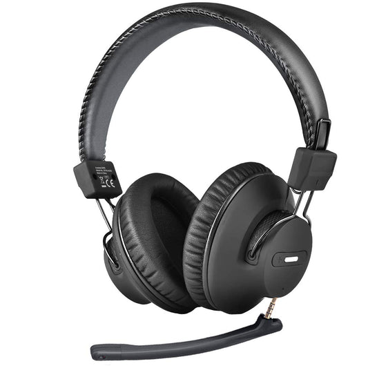 Avantree AS9M Bluetooth 5.0 Over Ear Headphones with Boom Mic for Phone Call, Home Office PC Computer, Clear Voice & HiFi Sound Quality, Extra Comfortable & Lightweight, 40H, Wireless & Wired