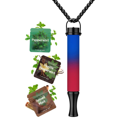 ASTOFLI Breathing Necklace For Anxiety Adults - Adjustable Air Outlet Breathe Necklaces With Flavored - Breath Free Stress Relief Device With Flavor - Meditation Gifts For Women Men