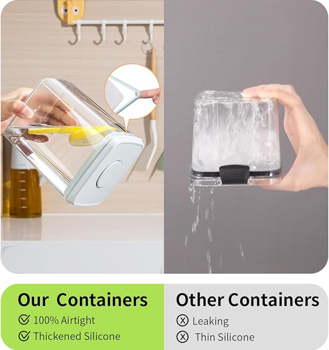 Airtight Food Storage Containers, 1.3Qt 3Pcs Pop Food Containers