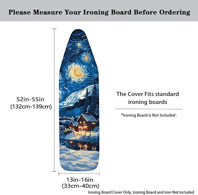 Starry Sky Design Ironing Board Cover and Pad Washable 15x54 Full Size Thick