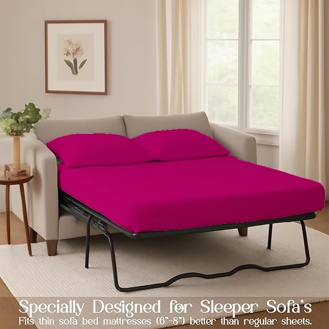 Sleeper Sofa Bed Sheet, 100% Cotton 400 Thread Count, 4 Piece Set, Deep Pocket