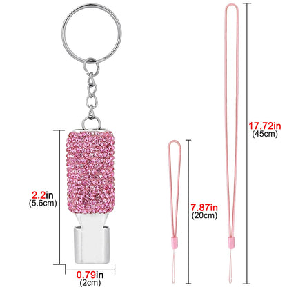 Biiange 2 Pack Bling Pink Whistle, Whistle for Coaches with Lanyard, Coaches Referee Sports Whistles, Loud Metal Sports for Coachess, Referees, and Hikers (Pink)