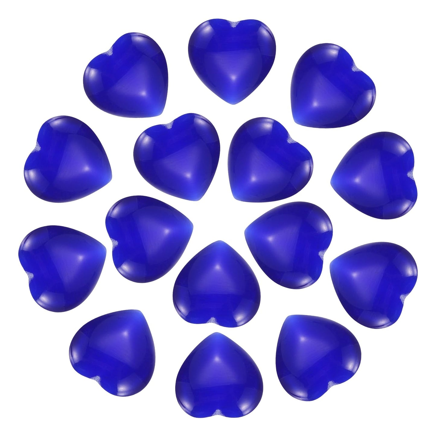 PATIKIL 15 Pcs Natural Heart Shaped Crystal Stone, 0.6 Inch Mini Polished Love Gemstone Crystal, Pocket Rock Engraved Worry Stones for Women Gifts Meditation, Dark Blue Cats Eye
