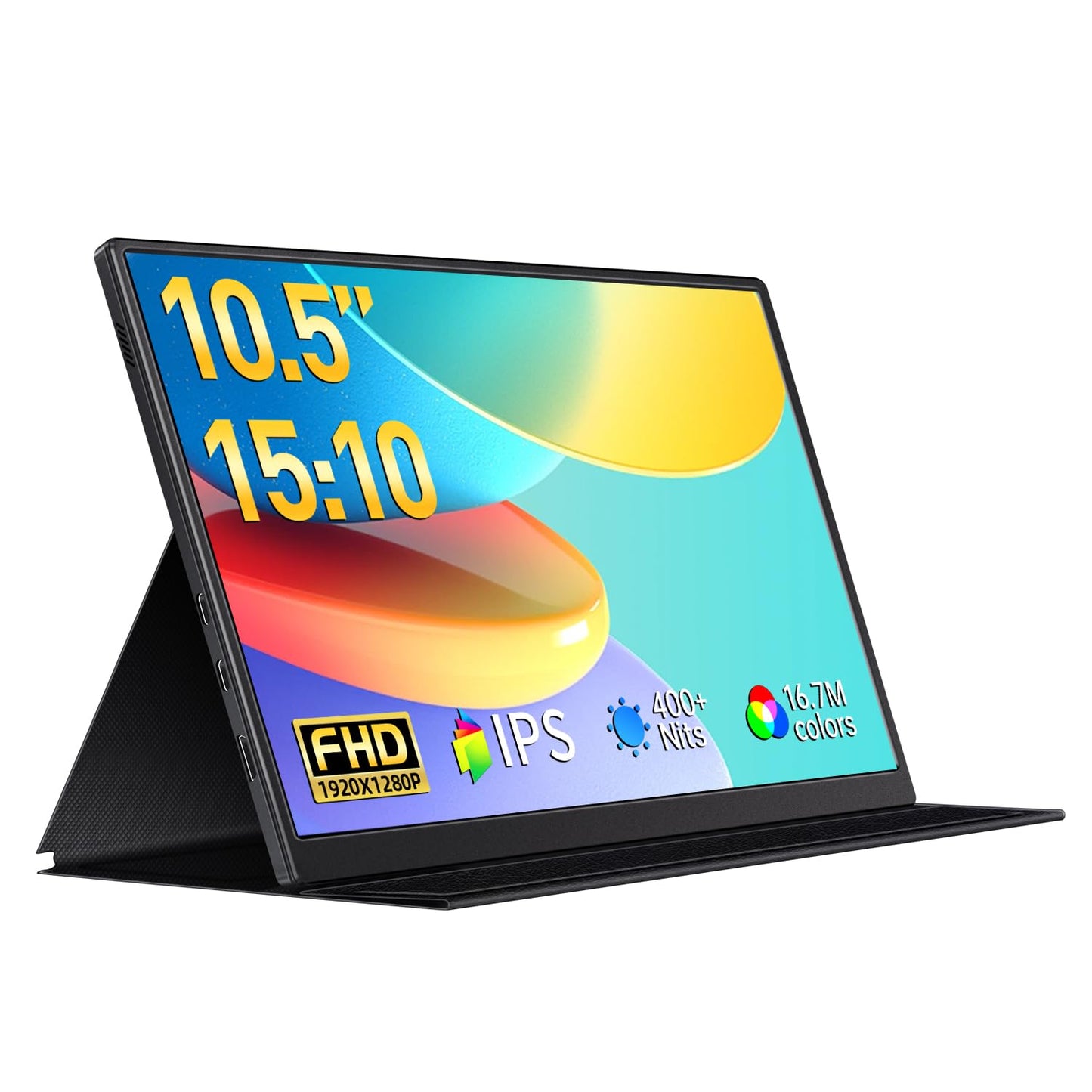 Small Portable Monitor 10.5" 400 Nits 15:10 FHD 1280P IPS Screen, Ultra-Slim Mini Monitor w/Smart Cover & Speaker, USB C HDMI HDR Portable Gaming Monitor, Travel Monitors for Laptop PCs