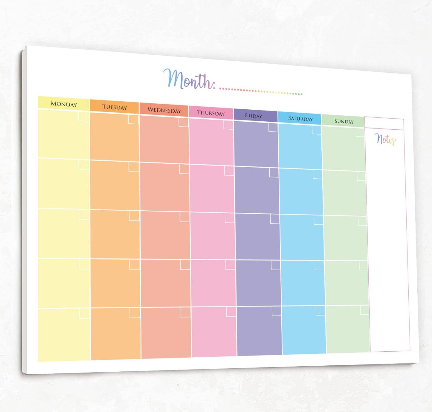 Monthly Planner Pad with 50 Tear Off Pages Notes Section, Undated Desk Calendar Personal Organiser, for Work, School, Meal, and Fitness Planning (colourful)