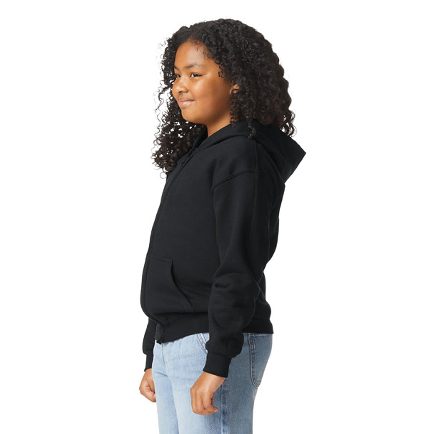 Gildan Youth Full Zip Hoodie Sweatshirt, Style G18600B, Black, X-Large