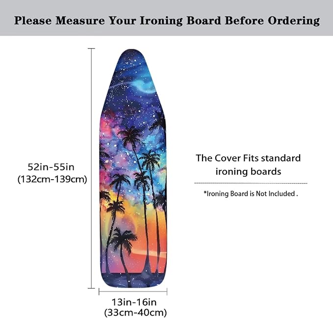 Tropical Palm Tree Ironing Board Cover and Pad Standard Size Padding Decorative