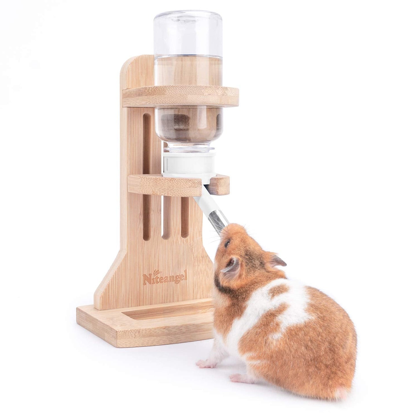 Niteangel Water Bottle with Stand for Syrian Dwarf Hamsters Gerbils Mice Rats Degus Small pet Rodents (White)