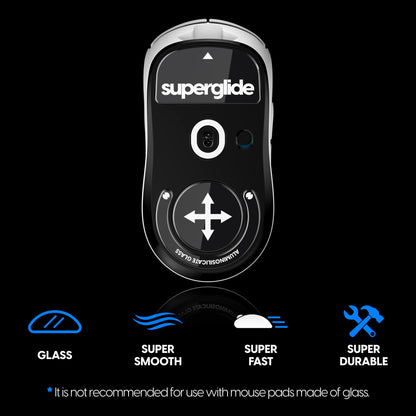 Superglide Glass Mouse Skates - Super Smooth Glide, Polished Round Edge, Super Fast Gaming Mouse Feet with Durable Sole for Logitech G Pro X Superlight1 (Type-S, Black)