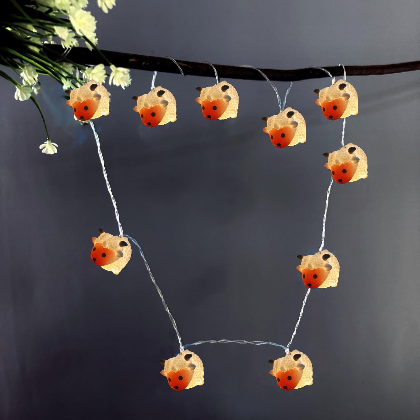 Sezrgiu 5.4FT Cute Sheep String Light 10LEDs Novelty Goat Ornaments Lights Battery Powered Lamb Fairy Light for Farmhouse Animal Party Decoration(10LED, B-Sheep)