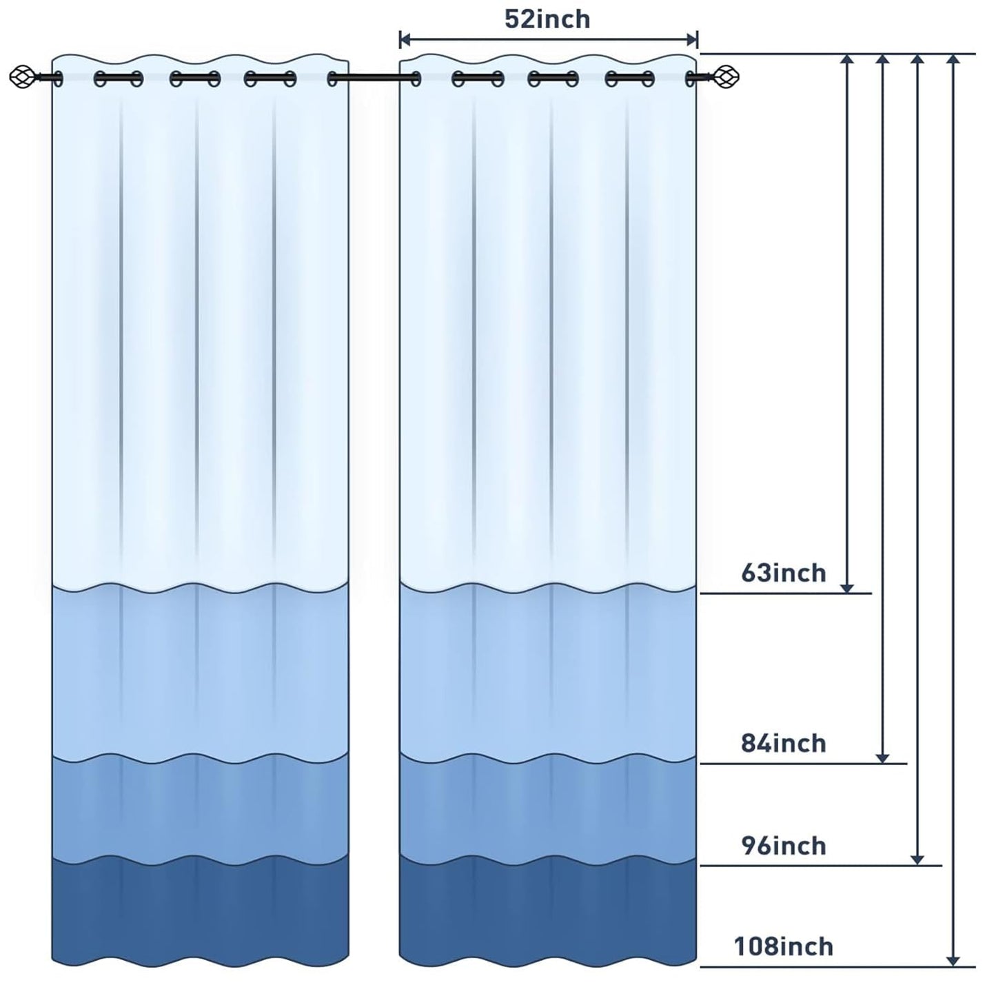 Aeyadis Abstract Blue Gold Blackout Curtain, Boho Aesthetic Modern Window Curtains Living Room Bedroom Decor Thermal Curtain Darkening Grommet Window Drapes Treatments, 2 Panels 52x84 Inch