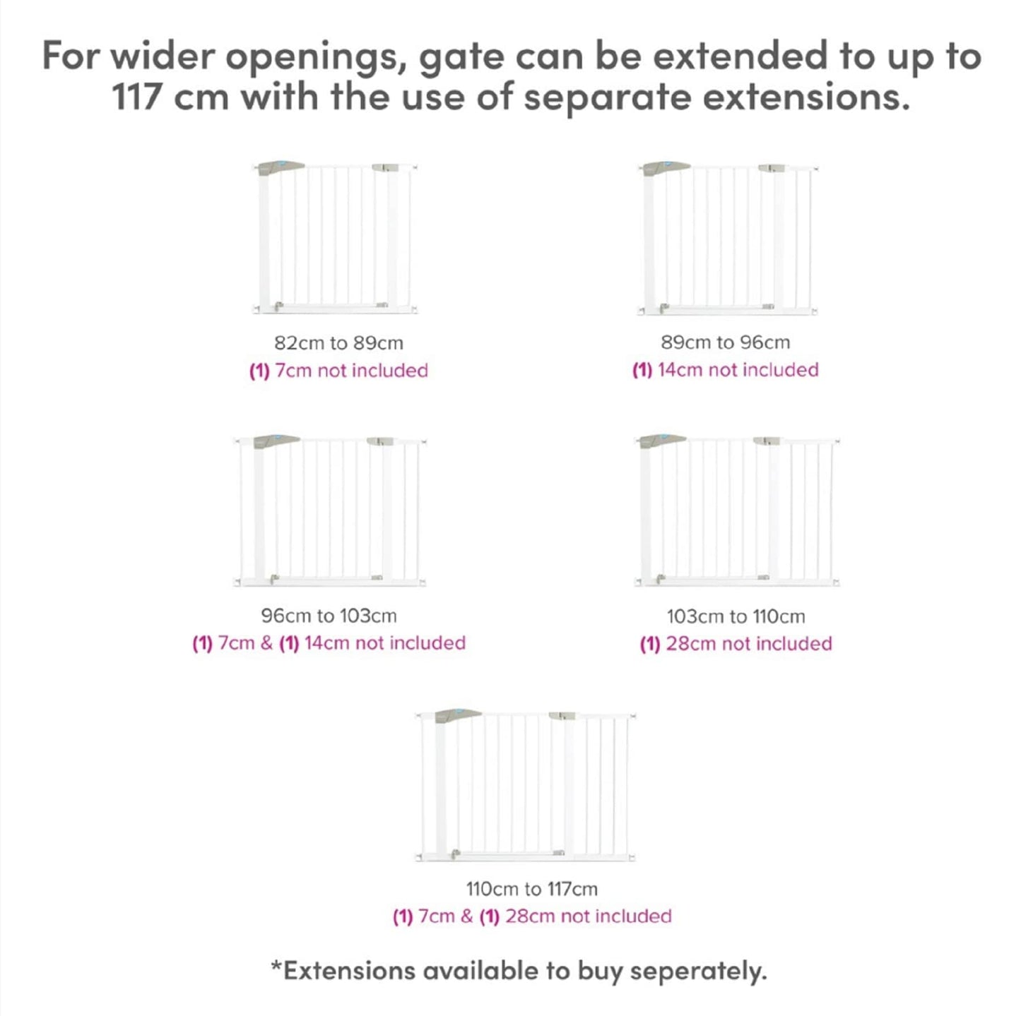 Munchkin Lindam Stair Gate | Sure Shut Axis Toddler & Baby Gate | Stair Gate Pressure Fit Baby or Dog Gate | Baby Safety Gate for Stairs & Doorways, Easy Install No-Screws Child Gate | 76-82cm| White